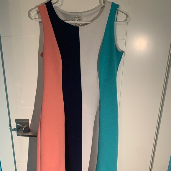 Colourful Striped Office Dress - Picture 3 of 4